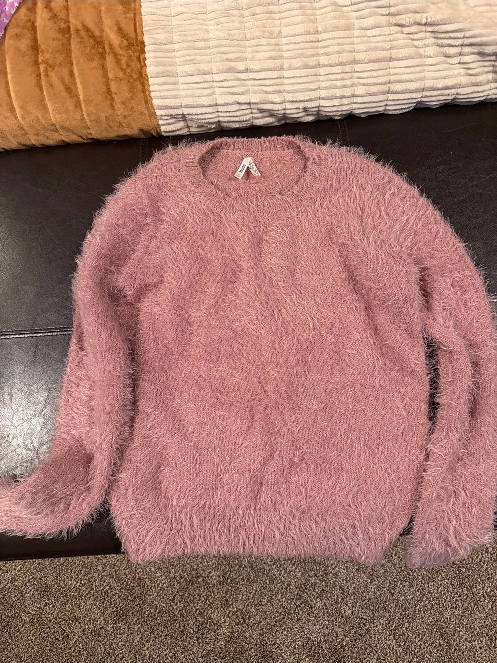 Mudd Fuzzy Crewneck Sweater in Dusty Rose